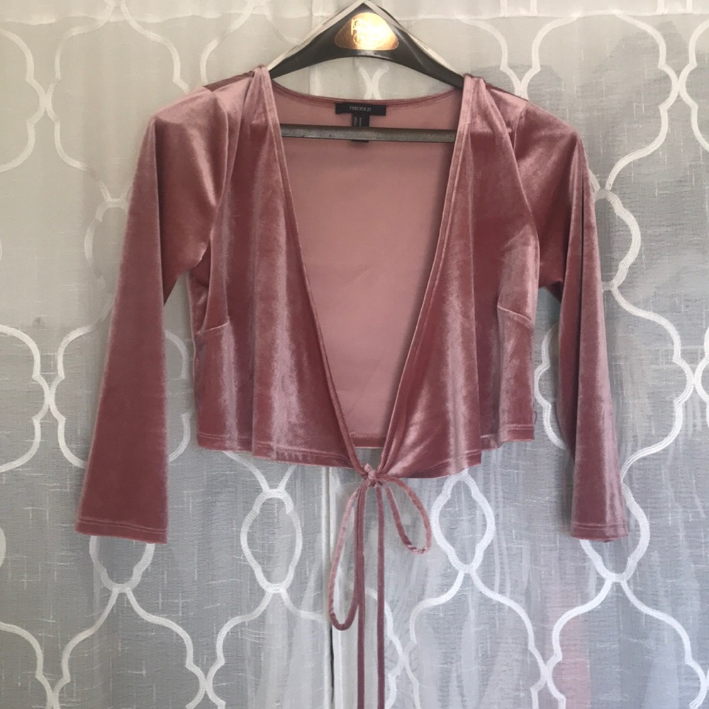 Forever 21 Pink velvet wrap shirt